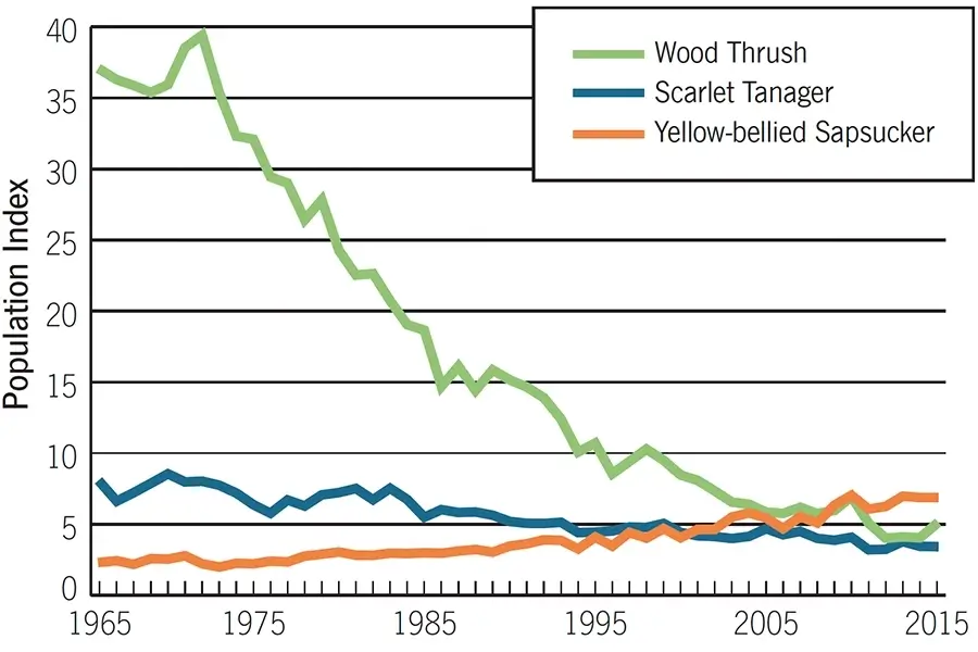 Hardwood mixed forest population index graph