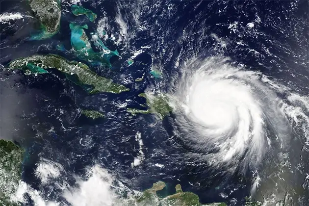 A satellite weather image image of a hurricane